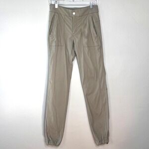 Athleta Nylon Pants Women 4T Tall Gray Joggers Bungee Hem Outdoor Hiking Camping
